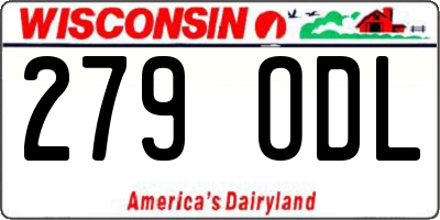 WI license plate 279ODL