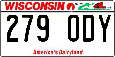 WI license plate 279ODY