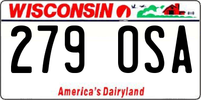 WI license plate 279OSA