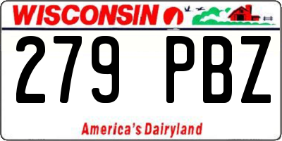 WI license plate 279PBZ