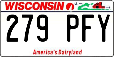 WI license plate 279PFY