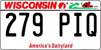 WI license plate 279PIQ