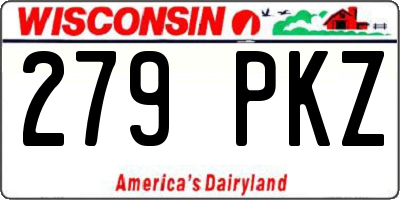 WI license plate 279PKZ