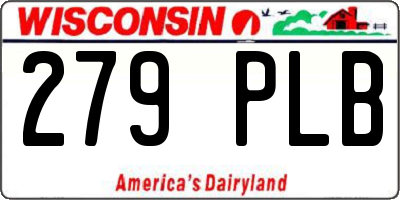 WI license plate 279PLB