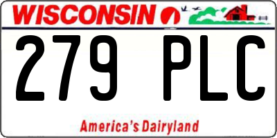WI license plate 279PLC