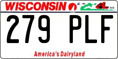 WI license plate 279PLF