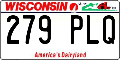 WI license plate 279PLQ