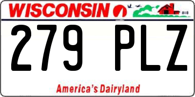 WI license plate 279PLZ