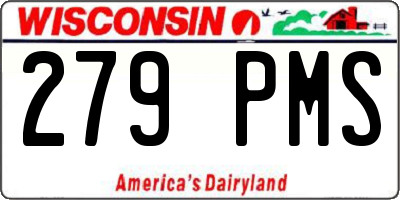 WI license plate 279PMS