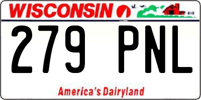 WI license plate 279PNL