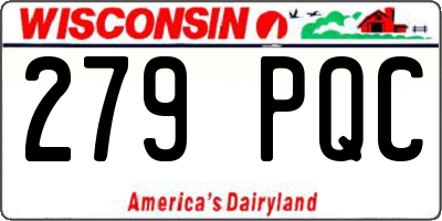 WI license plate 279PQC