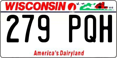 WI license plate 279PQH