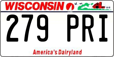 WI license plate 279PRI