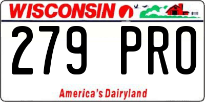 WI license plate 279PRO