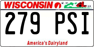 WI license plate 279PSI