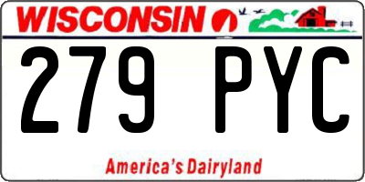 WI license plate 279PYC