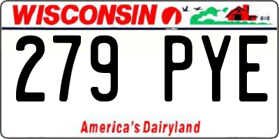 WI license plate 279PYE