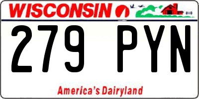 WI license plate 279PYN