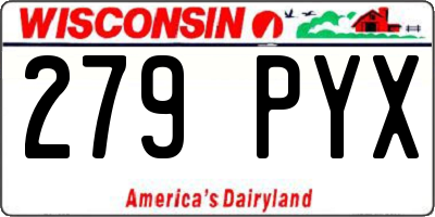 WI license plate 279PYX