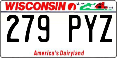 WI license plate 279PYZ