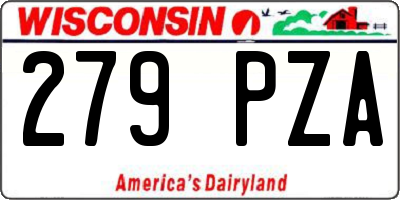 WI license plate 279PZA