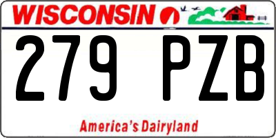 WI license plate 279PZB