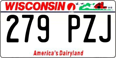 WI license plate 279PZJ