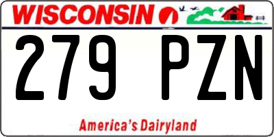 WI license plate 279PZN