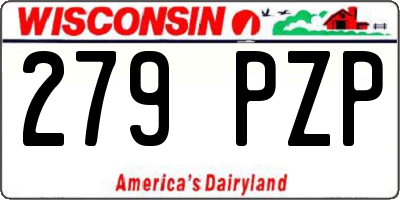 WI license plate 279PZP