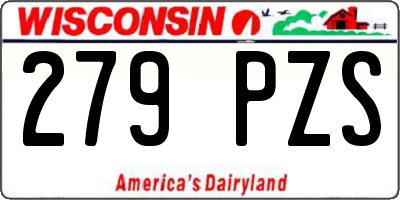 WI license plate 279PZS