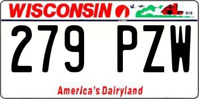 WI license plate 279PZW