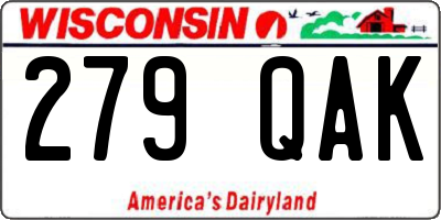 WI license plate 279QAK