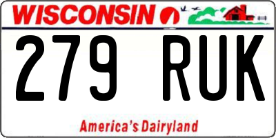 WI license plate 279RUK