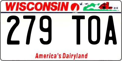 WI license plate 279TOA