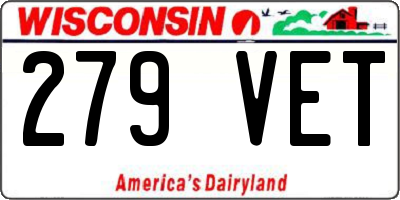 WI license plate 279VET