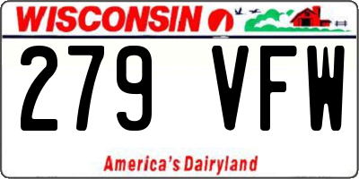 WI license plate 279VFW