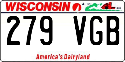 WI license plate 279VGB