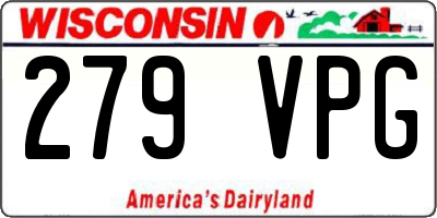 WI license plate 279VPG