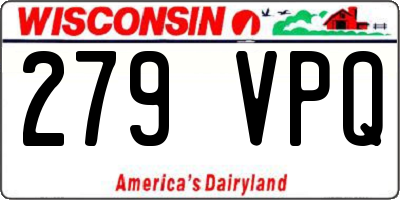 WI license plate 279VPQ