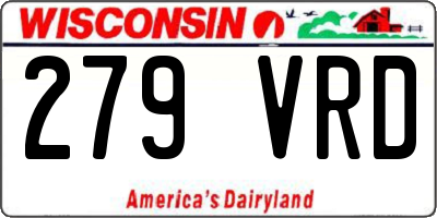 WI license plate 279VRD