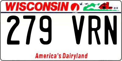 WI license plate 279VRN
