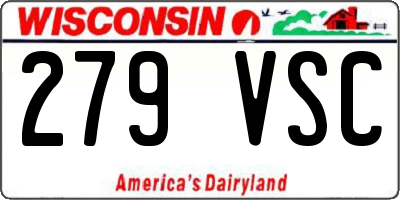 WI license plate 279VSC