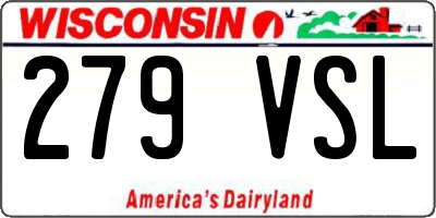 WI license plate 279VSL
