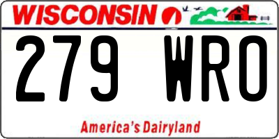 WI license plate 279WRO