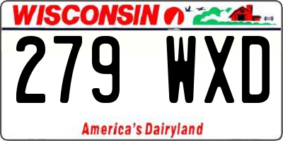 WI license plate 279WXD