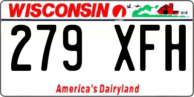 WI license plate 279XFH