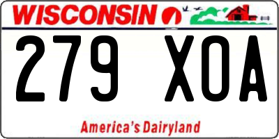 WI license plate 279XOA