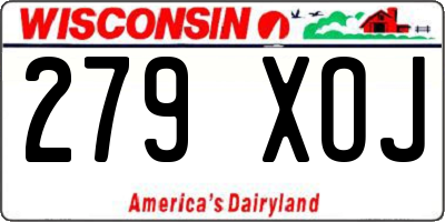 WI license plate 279XOJ