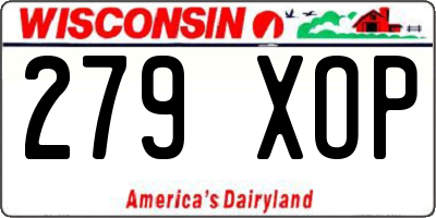 WI license plate 279XOP