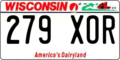 WI license plate 279XOR